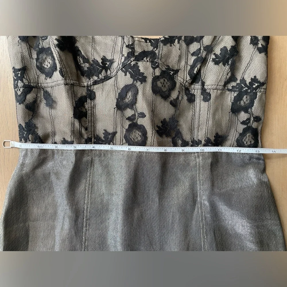 Marc Jacobs Vintage Lace Bustier and Metallic Silk Dress, Lace Straps, Size 0 - Picture 9 of 13